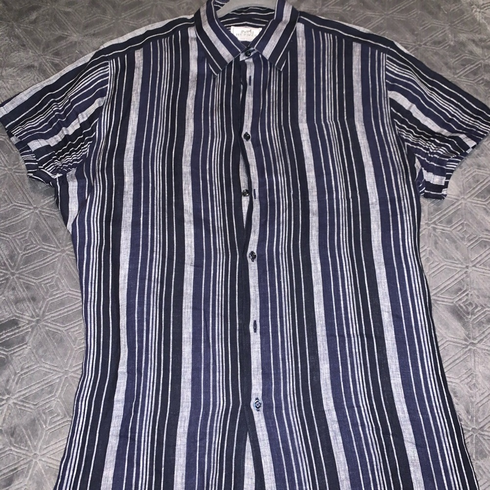 Striped Hermès casual button down shirt